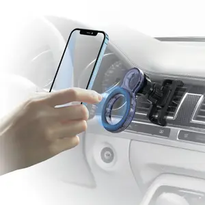 Usine nouveau produit boîtier en plastique Transparent prise de voiture magnétique 360 degrés rotatif pince métallique d'aération