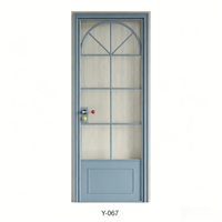 Porte intérieure en verre en alliage d'aluminium, style rétro français, résistante à l'eau et antirouille, pour salle de bain et cuisine (Villa/Hôtel)