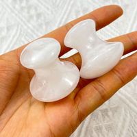 Outil de Massage Guasha Champignon en Pierre de Jade Naturelle Populaire, Cristal de Jade Blanc, Soin du Visage en Pierre Précieuse Gua Sha Champignon