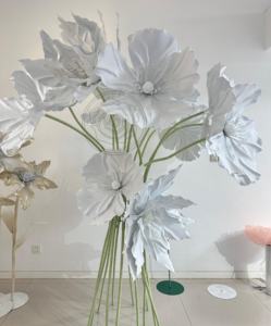 <span class=keywords><strong>Bouquet</strong></span> de fleurs artificielles géantes en mousse blanche argentée, pavot et lys, pour la décoration de mariage et de Noël - Product Image 1