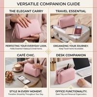 Mini sac à cosmétiques vintage personnalisé pour femmes Petite pochette à maquillage en cuir végétalien PU avec fermeture à glissière Accessoire pour sac à main de voyage