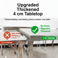 Table de travail pliante en acier inoxydable pour la préparation des aliments, peu encombrante, résistante à la corrosion, idéale pour les restaurants et hôtels