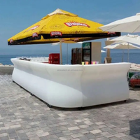 Meuble de bar portable avec éclairage RGB, comptoir de bar avec lumière LED, intérieur/extérieur, luxe, plastique blanc, bar à cocktails