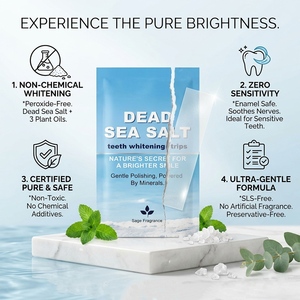 Tiras blanqueadoras de dientes personalizadas sin peróxido con fórmula de sal del Mar Muerto, tiras blanqueadoras naturales para dientes sensibles - Product Image 3