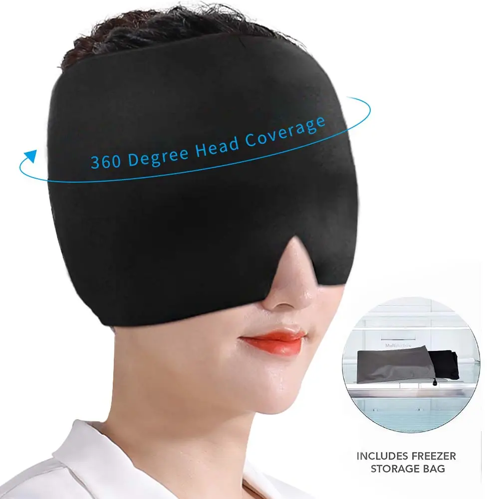 पुन: प्रयोज्य जेल कोल्ड पैक माइग्रेन रिलीफ आइस हेड रैप सिरदर्द आंखों का मास्क तनाव से फूली आंखों के माइग्रेन कैप के लिए जेल आइस हैट कैप