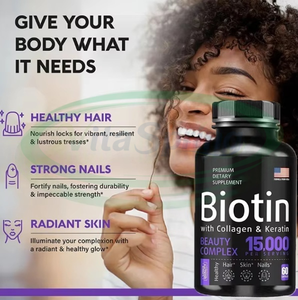 VitaSpring Private Label D-biotina Calcio y Colágeno 120 Comprimidos Más Suplemento Raw <span class=keywords><strong>Biotin</strong></span> Tabletas PARA EL Crecimiento del Cabello - Product Image 2