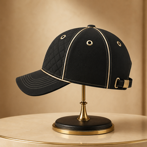 Premium <b>Black</b> Diamond Stitch <b>Baseball</b> <b>Cap</b> Luxury Canvas Sports Hat Adjustable Metal Buckle Unisex Casual Headwear - Product Image 1