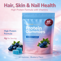 Gummies à base de plantes Ashwagandha sans glucides |   4 g de protéines par portion |   Soutien à la croissance musculaire et à la santé digestive |   Utilisation par les adultes