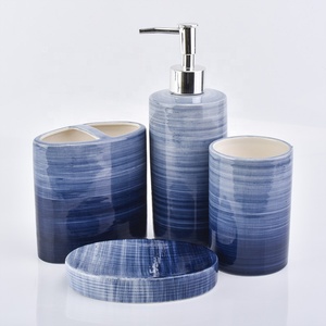 <span class=keywords><strong>Blu</strong></span> cerchio del gradiente modello <span class=keywords><strong>bagno</strong></span> in ceramica <span class=keywords><strong>set</strong></span> di 4 sapone spazzolino da denti titolare lozione dispenser tumbler - Product Image 1