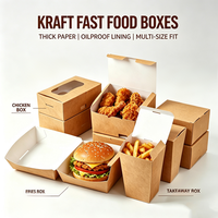 Boîte à emporter en papier kraft, personnalisée, pour hamburgers, poulet frit, frites, salades, emballage alimentaire jetable, résistant à l'huile