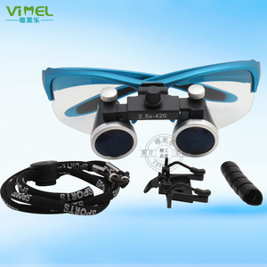 Lupa binocular quirúrgica dental Vimel 2.5x-420 estilo gafas con correa para el cuello y tapa para lentes - Product Image 1