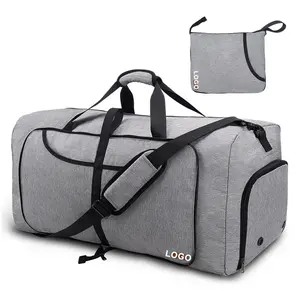 Custom Grote Waterdichte Gym Overnachting Mannen Opvouwbaar Carry Duffel Sport Bagage Travel Weekender Plunjezak Met Schoenenvak