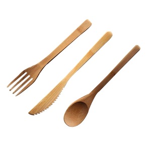 ชุดช้อนส้อมไม้ไผ่ย่อยสลายได้ ทนความร้อน ห่ออย่างดี สำหรับงานเลี้ยง เค้ก ขนมปัง สลัด - Product Image 1