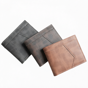 Portefeuille fin en cuir véritable pour homme WRIZA, fermeture minimaliste à rabat, utilisation quotidienne, marron, gris, noir, portefeuille en cuir pour homme - Product Image 1