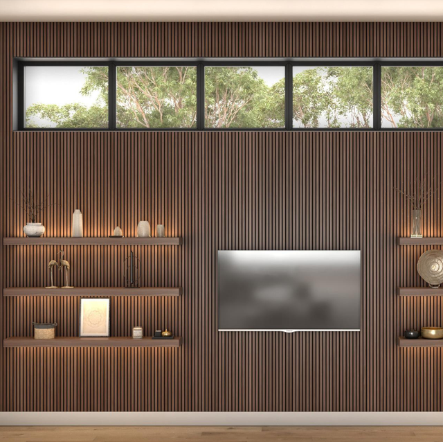 Customized Color Wood Slat Veneer MDF & PET Acoustic Wall Panel with LED Strip Lights for Recording Studio Room Wall Decor