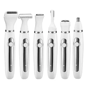 6 in 1 Lady Trimmer Kit Portable hair removal IPX5 washable woman's facial shaver grooming tools USB charging body hair trimmer