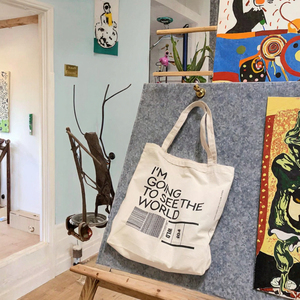 Sac fourre-tout en toile personnalisé avec logo imprimé, motif dessin animé, écologique, extra large, pliable, avec fermeture éclair, idéal pour les voyages, les cadeaux ou le shopping - Product Image 3