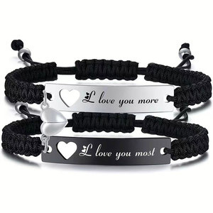Pulsera de Cuerda Ajustable con Corazón Magnético de Acero Inoxidable 316L Antideslustre, Chapada en Oro de 14K y 18K, para Mujer - Product Image 1