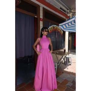 ชุดเดรสปาร์ตี้ทรงเอไลน์สีชมพู ยี่ห้อ Tania แต่งโครเชต์ ไซส์ XS ความยาวระดับเข่า สไตล์หรูหรา เรียบง่าย สบายๆ สำหรับงานเลี้ยงตอนเย็น แขนสั้น - Product Image 4