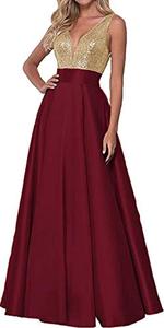 Nuovo Abito da Cerimonia con Paillettes <span class=keywords><strong>Oro</strong></span> Rosa, Scollo a V, Vestito da Damigella Femminile - Product Image 5