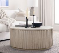 Table basse ronde moderne en bois massif avec structure en acier, facile à nettoyer, meubles de salon