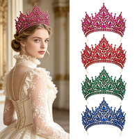 Diadème de Mariée de Luxe en Cristal, Couronne Haute et Pointue pour Concours de Beauté, Coiffe de Reine pour Quinceañera, Mariage, Fête Costumée, Bijou de Cheveux
