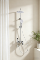 Ensemble de douche pluie poli 3464 à 2 poignées, 3 modes de jet, pluie douce, moderne, 2 trous, pour hôtels, salle de bain de luxe, fabriqué en Chine
