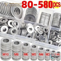 Assortiment de rondelles en acier inoxydable, 100 pièces, M3 M4 M5 M8, types plats, à ressort et de verrouillage, boîte organisée