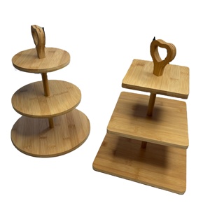 Luxury Promotional Custom Shape Bamboo <strong>3</strong> <strong>Tier</strong> <strong>Cake</strong> <strong>Stand</strong> for Hotel Bamboo <strong>Cake</strong> Tray for Wedding Party - Product Image 4