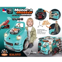 Atelier de réparation de moteur en plastique pour enfants, clé de voiture télécommandée, assemblage de tête de moteur en plastique, jouet de bricolage avec musique et lumière