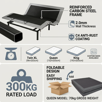 Cadre de lit électrique réglable pour hôtel, sommier en acier, télécommande sans fil, moteur silencieux, capacité 300 kg, tête 60 cm, pieds 30 degrés, CE/ISO