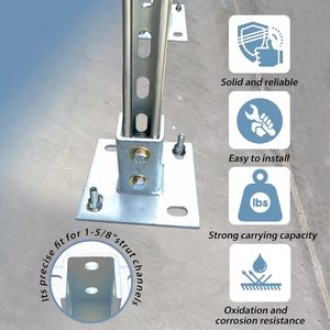 Orientation latérale Base de <span class=keywords><strong>poteau</strong></span> galvanisée robuste 4 trous Support de <span class=keywords><strong>poteau</strong></span> Base de <span class=keywords><strong>poteau</strong></span> de clôture <span class=keywords><strong>pour</strong></span> canal à jambe de force simple - Product Image 6