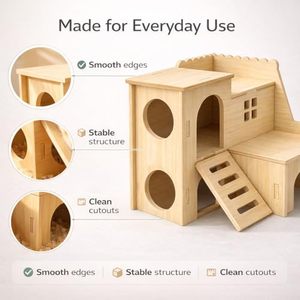Maisonnette en bois pour hamster, <span class=keywords><strong>labyrinthe</strong></span> amusant avec toboggan, cabane à double étage pour gerbilles nains, <span class=keywords><strong>souris</strong></span>, rats et petits animaux - Product Image 2