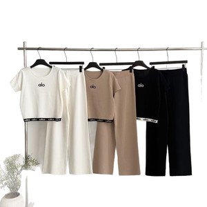 Nuovo Completo Estivo da Donna in Stile Preppy: Top Elegante Ricamato a Maniche Corte + <span class=keywords><strong>Pantaloni</strong></span> Larghi in Maglia, Set Casual Due Pezzi - Product Image 5