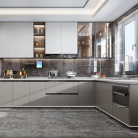 Cuisine Moderne en Forme de L, Personnalisée par Lesso Home, Blanc Mat Gris, pour Cuisine Familiale