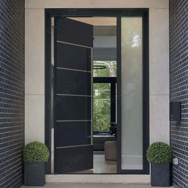 Modern Design Villa Exterior Front Entry Doors Pivot Metal Doors Porta Exterior De Aço Para Casa