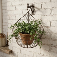 Panier de rangement vintage en fil métallique vieilli, écologique, décoratif, support de plantes de jardin en métal, organisateur pour cuisine et salle de bain