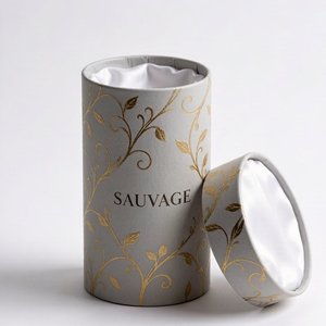 Boîte cylindrique ronde en carton rigide avec poignée en ruban de luxe pour l'emballage de parfums, de brumes parfumées, logo personnalisé - Product Image 5