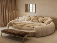 Cadres de lit king queen avec rangement, taille double, simple, en bois, moderne, pour lit rond romantique taille queen, blanc et or, luxe