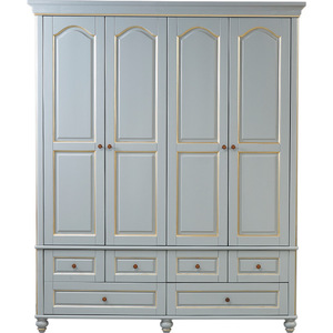 Armario de Madera Maciza Estilo Americano, Cuatro Puertas, Gran Capacidad, Puertas con Bisagras, Mueble de Almacenamiento para Dormitorio - Product Image 3
