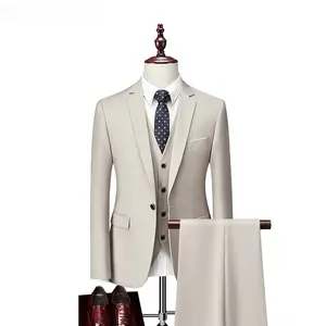 High Quality Classic Solid Men's 3 Pieces Wedding Blazer Vests Pants Set Men Formal Business Suits