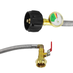 Tuyau de gaz avec manomètre, 3 pieds, en acier inoxydable flexible, diamètre intérieur de 1/4 pouce, pression maximale de 300 psi, utilisation industrielle pour l'air - Product Image 3