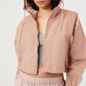 Custom Streetwear Nylon Softshell <strong>Waterproof</strong> <strong>Light</strong> Weight Cropped Windbreaker Rain Woven Outdoor Sports Running <strong>Jacket</strong> for Women - Product Image 5