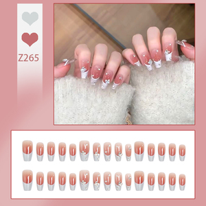 Z259-265 Descuento por Volumen 24 <span class=keywords><strong>Uñas</strong></span> <span class=keywords><strong>Postizas</strong></span> <span class=keywords><strong>de</strong></span> Cobertura Completa Estilo Francés ABS, Forma Cuadrada Corta, <span class=keywords><strong>Uñas</strong></span> <span class=keywords><strong>de</strong></span> Presión con <span class=keywords><strong>Pegamento</strong></span> Pre-diseñadas - Product Image 6