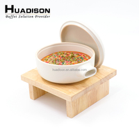 Huadison Hôtel 5 étoiles Banquet de mariage Support à gâteau rustique Buffet en bois Présentoir avec pot en céramique