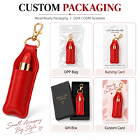 Porte-clés en cuir PU personnalisé avec logo, étui portable pour baume à lèvres, étui à rouge à lèvres, breloque promotionnelle pour sac