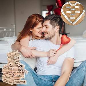 Juego de mesa apilable <span class=keywords><strong>solo</strong></span> para adultos los bloques de <span class=keywords><strong>la</strong></span> torre Lust con 54 piezas de madera y desafíos Truth or Dare - Product Image 4