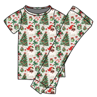 Ensembles de vêtements pour filles en deux pièces, mignons, de Noël, pour l'automne et l'hiver, imprimés de personnages, manches longues, en tissu de bambou, tenue pour tout-petits