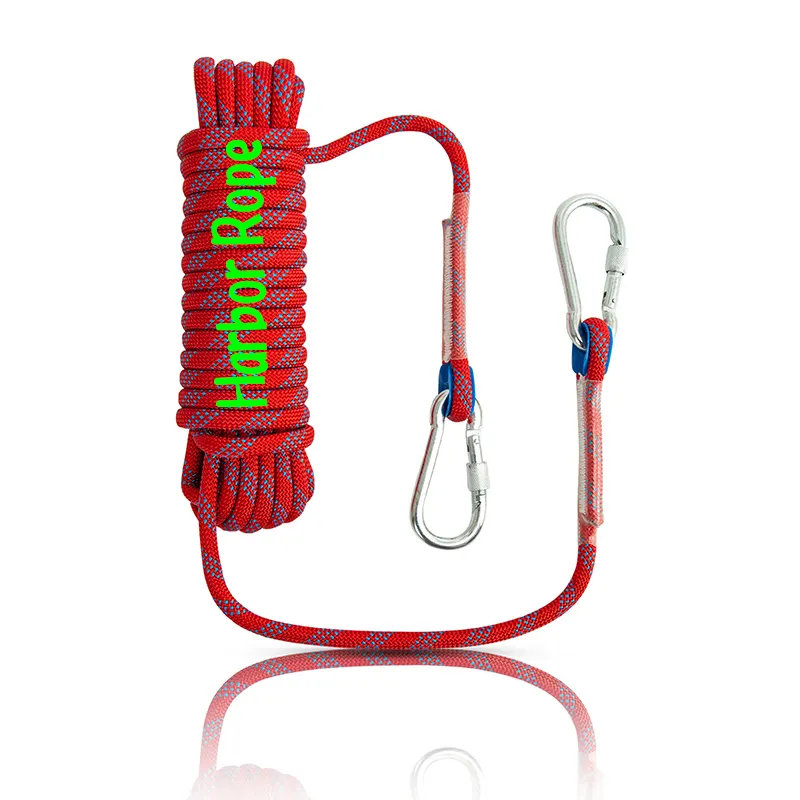 Corde d'alpinisme de roche haute résistance m, corde d'escalade statique de 6mm 10mm 12mm 16mm avec mousqueton à la quatre extrémités