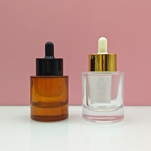 Venta Caliente: Botellas de Vidrio con Gotero para Suero Cosmético y Aceite Esencial, de Fondo Grueso, 15ml, 30ml, 50ml, Personalizables, Cilíndricas - Product Image 1